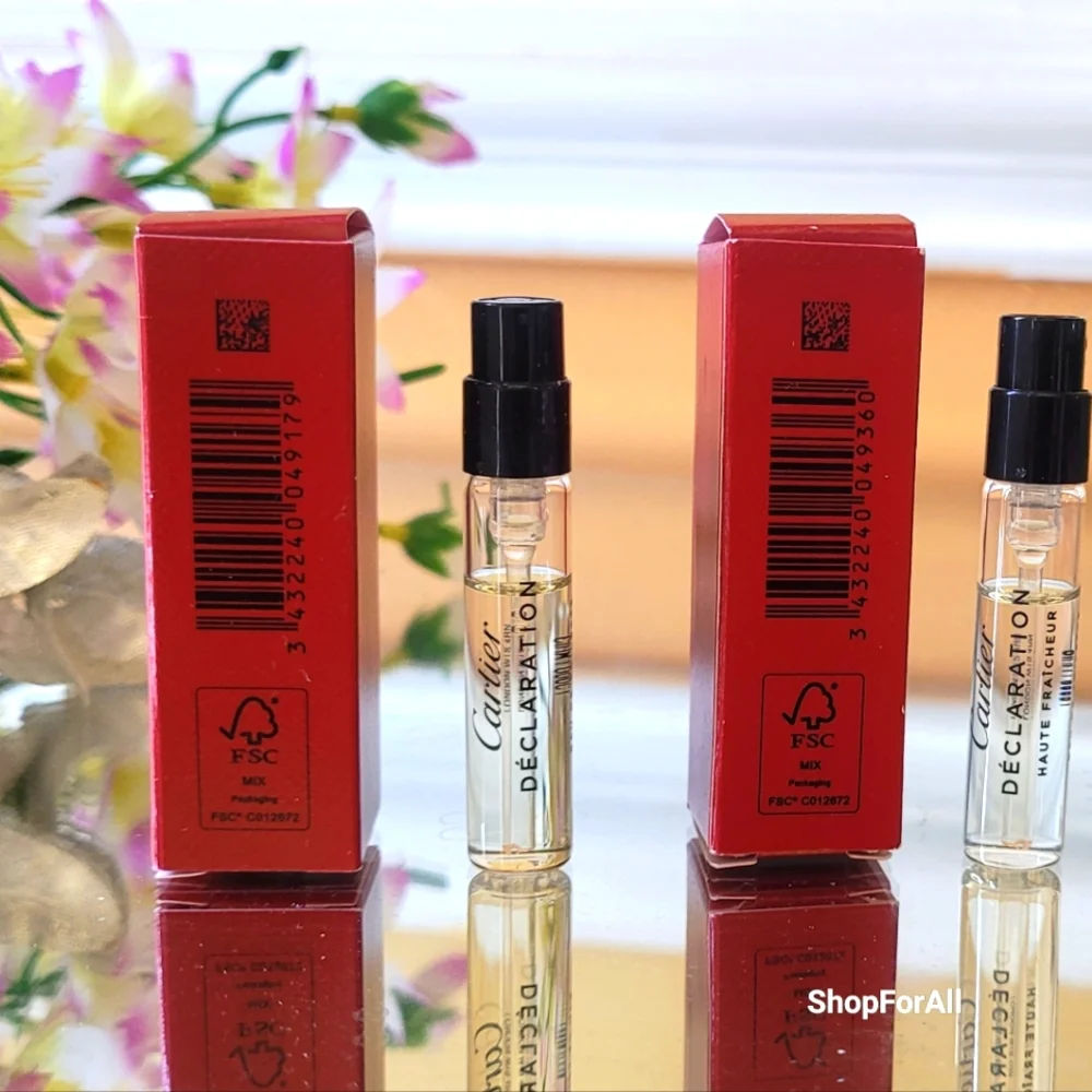 2 Declaration by Cartier Travel Mini Vial NEW IN BOX